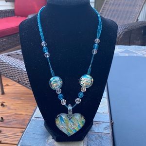 Glass beaded statement necklace